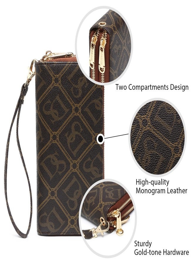 داسين محفظة داسين النسائية المزودة بتقنية حجب الترددات اللاسلكية (RFID)، سعة كبيرة، حقيبة يد صغيرة، حامل متعدد البطاقات، حافظة هاتف مع حزام للمعصم - Image 4