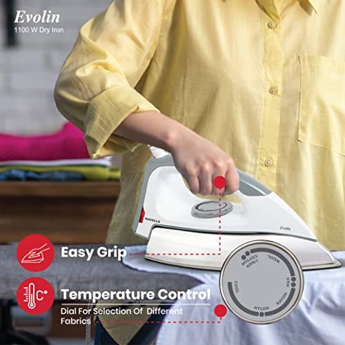Havells Dry Iron Evolin 1100W with 2 Years Warranty- Grey & White - Image 5
