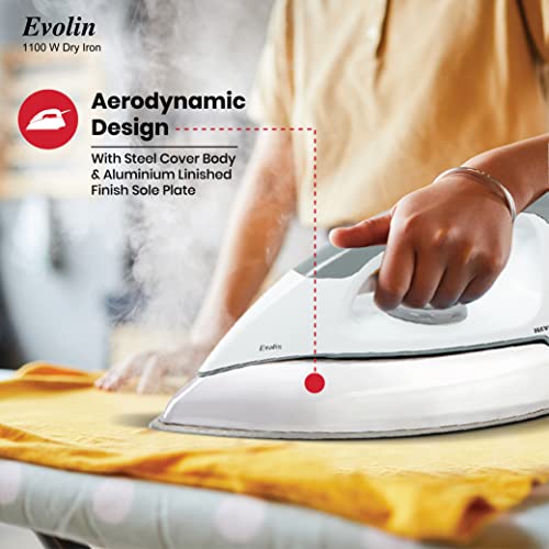 Havells Dry Iron Evolin 1100W with 2 Years Warranty- Grey & White - Image 3