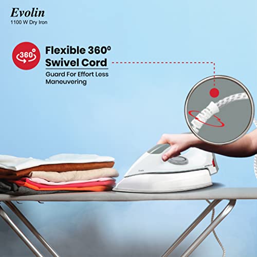 Havells Dry Iron Evolin 1100W with 2 Years Warranty- Grey & White - Image 4
