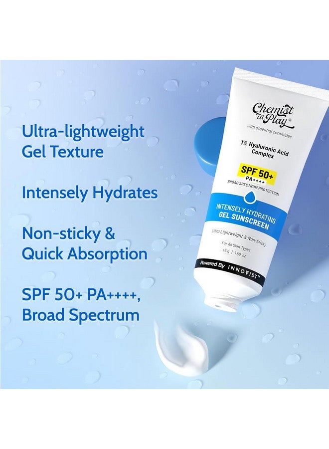 Chemist at Play Intensely Hydrating Gel Sunscreen | SPF 50+ PA++++ | Ultra-Lightweight & Non-Sticky | With Hyaluronic Acid & Ceramides | for Normal, Dry, Oily, Combination skin types | 45gm - Image 3