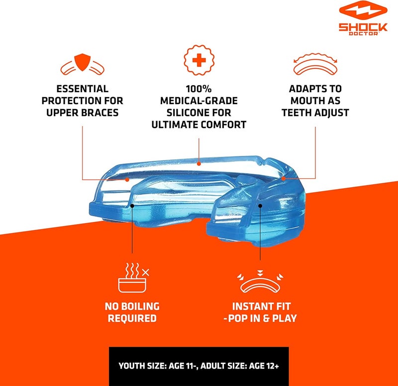 Shock Doctor Double Braces Mouth Guard for Upper and Lower Teeth Protection - Instant Fit for Youth, Teenagers, Kids, and Adults - Image 3