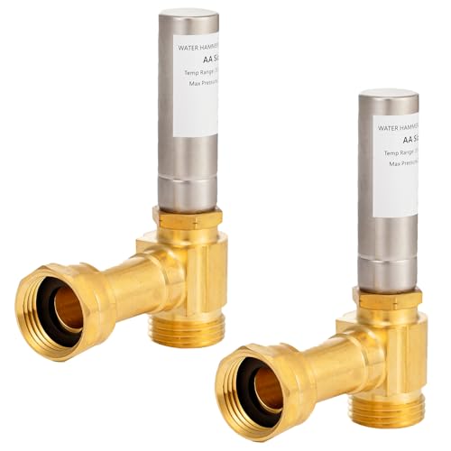 Lingmfg [2 Pieces] Lingmfg Water Hammer Arrestor For Washing Machine, 3/4 Inch Female Thread Swivel Nut x 3/4 Inch Male Thread, Brass - Image 1