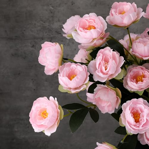 Craftsatin 6 Pcs 32 Large Light Pink Artificial Peonies Stems Flowers Real Look Faux Silk Peony Bouquet 42 Heads Total for Vase Filler Farmhouse Rustic Neutral Home Decor Wedding Centerpieces - Image 3