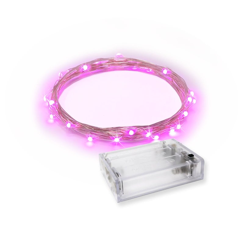 RTGS 30 LEDs Pink Color String Lights Silver Wire Indoor and Outdoor 95 Feet Firefly Starry Fairy Lights Battery Powered for DIY Christmas Holidays Party Bedroom and Centerpieces