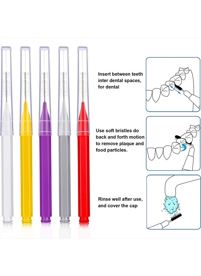 Patelai 100 Pieces Braces Brush for Cleaner Interdental Brush Toothpick Dental Tooth Flossing Head Oral Dental Hygiene Flosser Toothpick Cleaners Tooth Cleaning Tool (Classic Colors, Assorted Sizes)  - Image 3