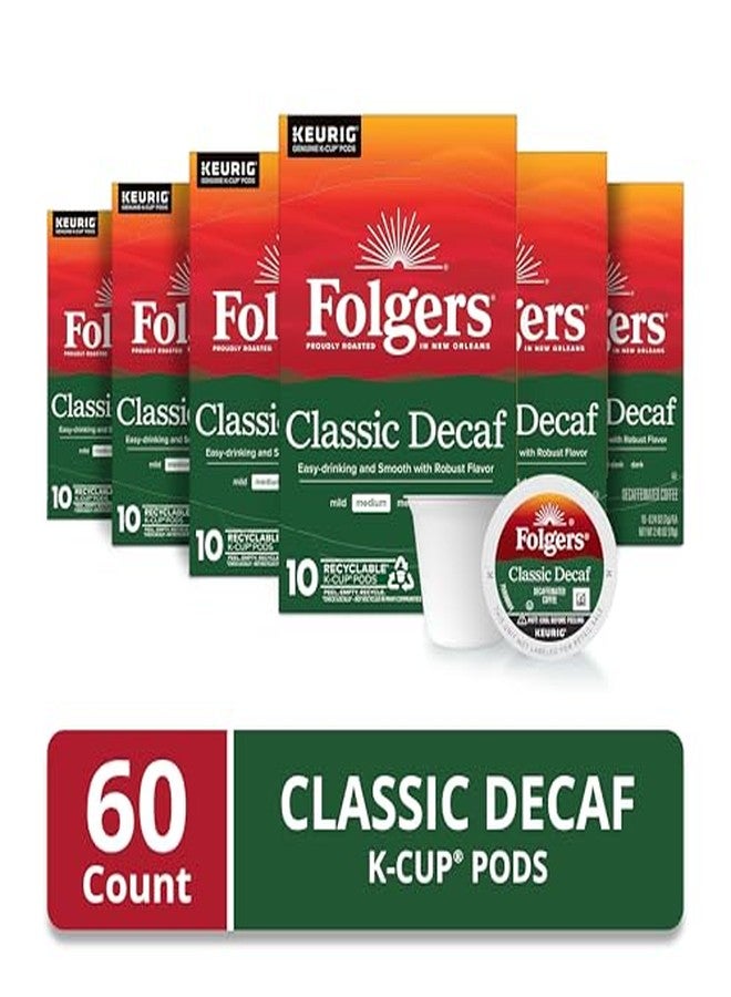 Folgers Classic Decaf Coffee Keurig K-Cup pods, Medium Roast, 10 Count Box (Pack of 6) - Image 3