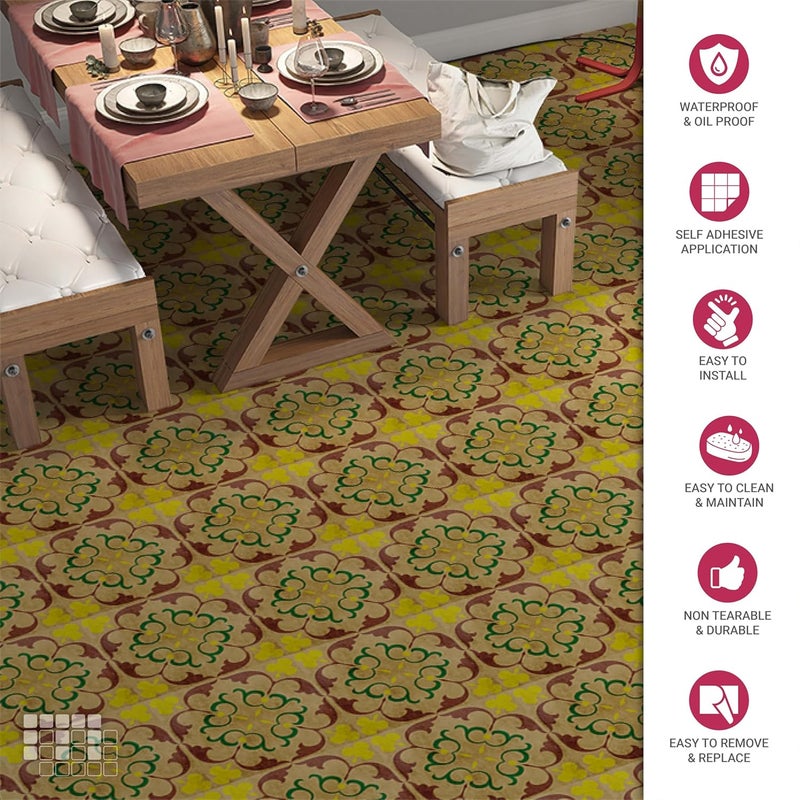 MOSAICOWALL Mosaicowall DIY Peel and Stick Floor Tiles Wall Tiles for Kitchen Living Dining Room Matte Flooring Tile FST0106 X 6 Inches Pack of 12  - Image 2