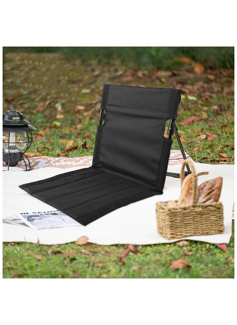 XiuWoo - Beach Mat Recliner Lightweight Beach Mat with Backrest One-Step Assembly Foldable Beach Mat Chair with Carry Bag for Holidays Garden Camping Park Black Beach Mat with Backrest - Image 1