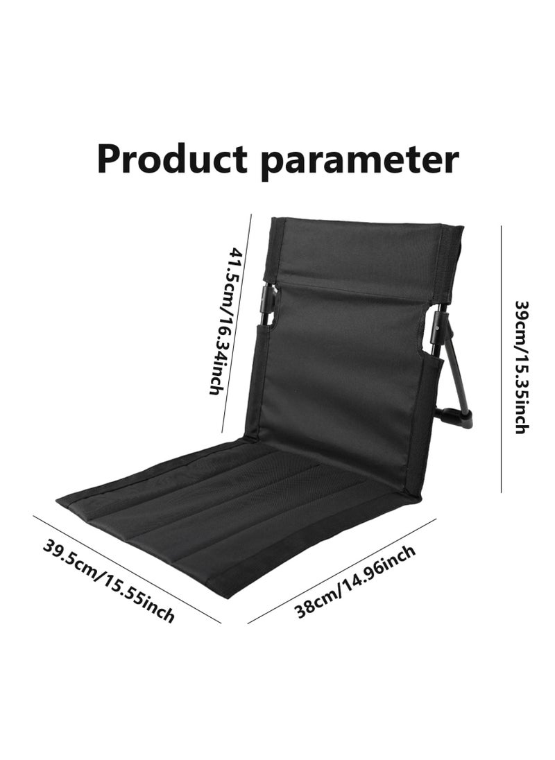 XiuWoo - Beach Mat Recliner Lightweight Beach Mat with Backrest One-Step Assembly Foldable Beach Mat Chair with Carry Bag for Holidays Garden Camping Park Black Beach Mat with Backrest - Image 1