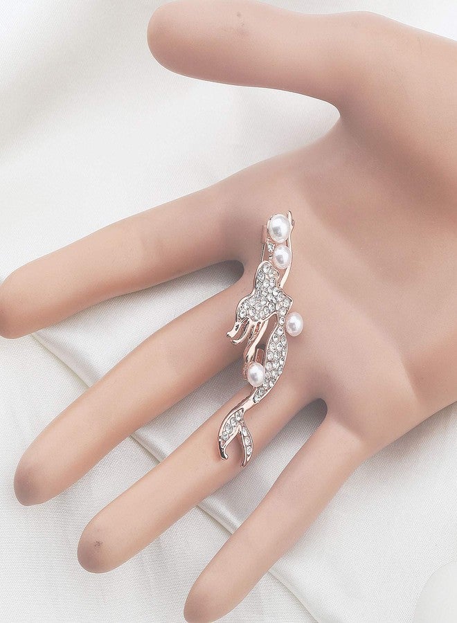 bobauna Mermaid Pearl Rhinestone Brooch Pins Natural Wedding Party Jewelry Clothes Accessorie For Women (mermaid pearl brooch) - Image 5