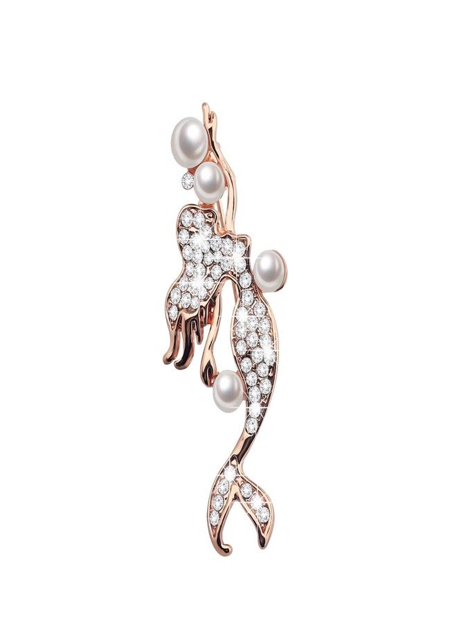 bobauna Mermaid Pearl Rhinestone Brooch Pins Natural Wedding Party Jewelry Clothes Accessorie For Women (mermaid pearl brooch) - Image 1