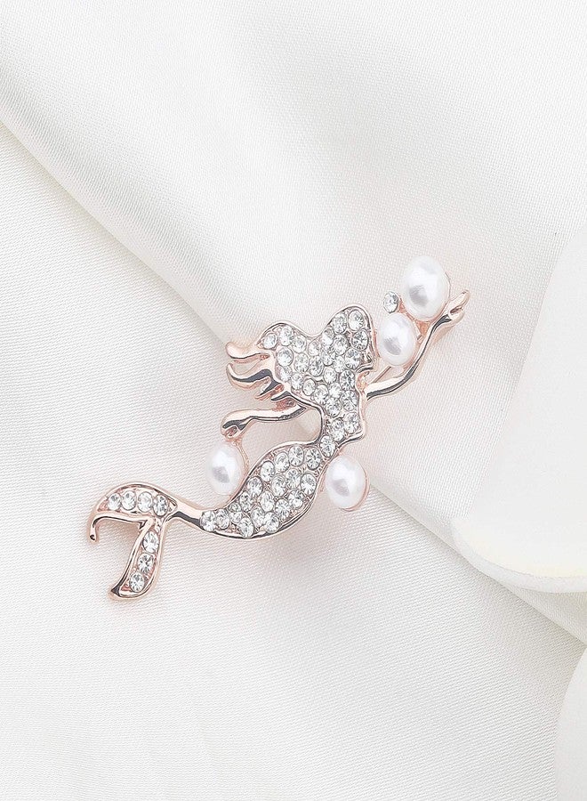 bobauna Mermaid Pearl Rhinestone Brooch Pins Natural Wedding Party Jewelry Clothes Accessorie For Women (mermaid pearl brooch) - Image 4
