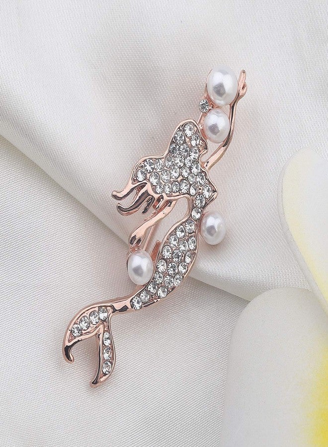 bobauna Mermaid Pearl Rhinestone Brooch Pins Natural Wedding Party Jewelry Clothes Accessorie For Women (mermaid pearl brooch) - Image 3