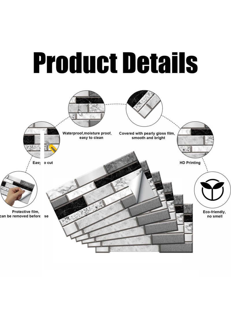 Generic - 12 Sheets Tile Stickers for Bathroom, Self Adhesive Wall Tiles Waterproof Stick on Tile, Wall Tile Transfers Sticker for Home Decor, Peel & Stick self-Adhesive splashback - Image 1