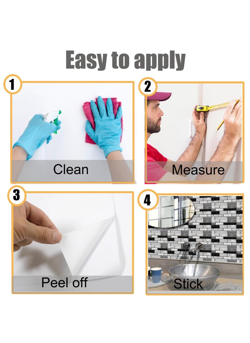 Generic - 12 Sheets Tile Stickers for Bathroom, Self Adhesive Wall Tiles Waterproof Stick on Tile, Wall Tile Transfers Sticker for Home Decor, Peel & Stick self-Adhesive splashback - Image 1