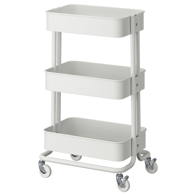 RASKOG 3-Tier Rolling Utility Trolley, Steel, White, 35x45x77 cm - Image 1