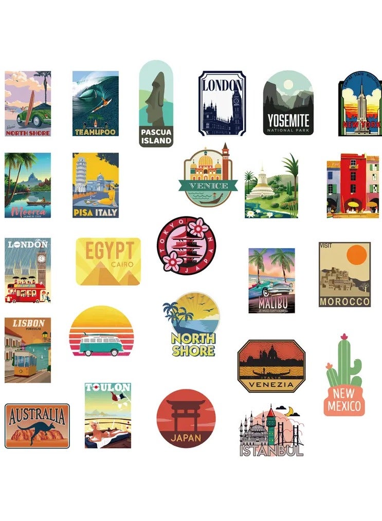 Goolsky 50pcs London Italy Roma Paris Travel Sticker Doodle Waterproof Motorcycles Stickers For Car Laptop Phone Case Luggage Water Bottle Cup Car Accessories - Image 2