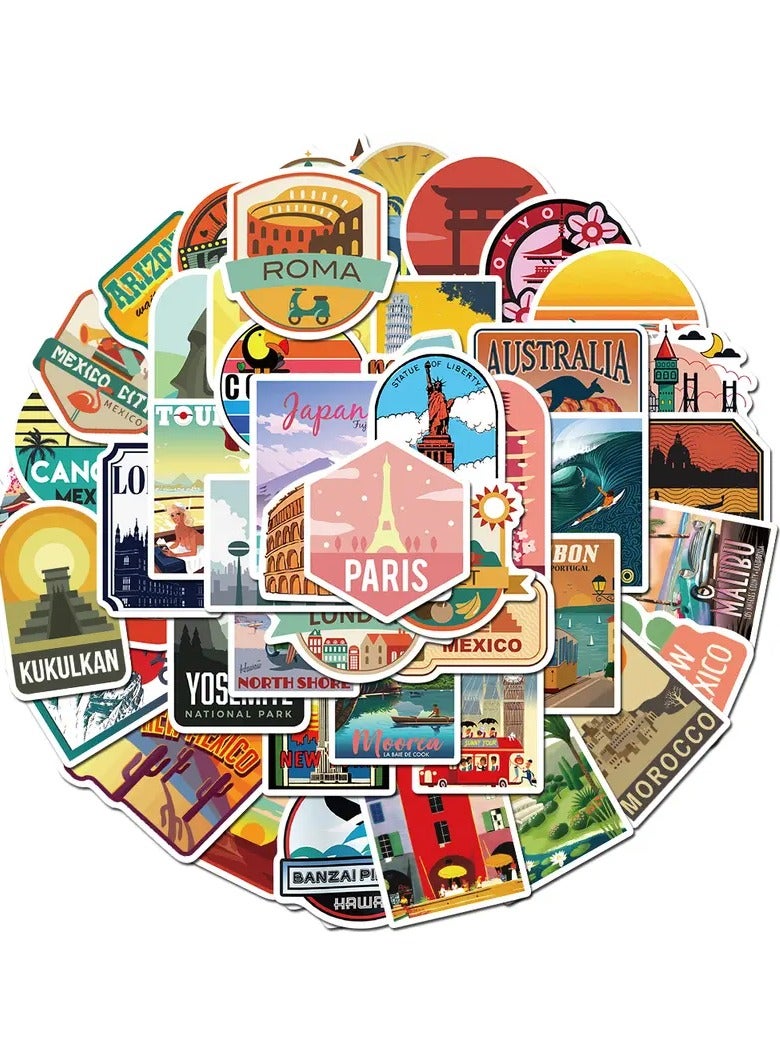 Goolsky 50pcs London Italy Roma Paris Travel Sticker Doodle Waterproof Motorcycles Stickers For Car Laptop Phone Case Luggage Water Bottle Cup Car Accessories - Image 3