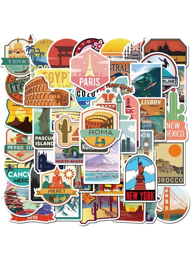 Goolsky 50pcs London Italy Roma Paris Travel Sticker Doodle Waterproof Motorcycles Stickers For Car Laptop Phone Case Luggage Water Bottle Cup Car Accessories - Image 4
