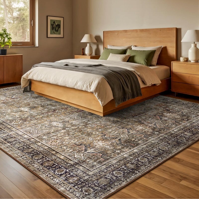 Lofus 8x10 Area Rug for Living Room,Brown Washable Large Rugs with Non-Slip Backing,Soft Neutral Carpets for Bedroom Dining Room Home Office Indoor Nursery - Image 2