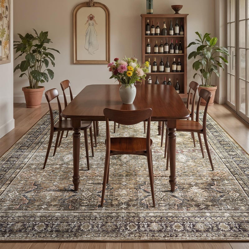 Lofus 8x10 Area Rug for Living Room,Brown Washable Large Rugs with Non-Slip Backing,Soft Neutral Carpets for Bedroom Dining Room Home Office Indoor Nursery - Image 4