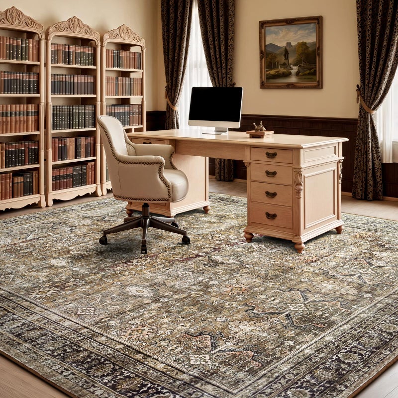 Lofus 8x10 Area Rug for Living Room,Brown Washable Large Rugs with Non-Slip Backing,Soft Neutral Carpets for Bedroom Dining Room Home Office Indoor Nursery - Image 3