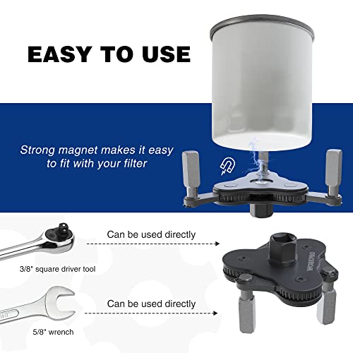WORKPRO Universal Oil Filter Wrench Adjustable, Magnetic Oil Filter Removal Tool, Oil Filter Change Set, Ideal for Engine Filters, Conduit, & Fittings… - Image 3