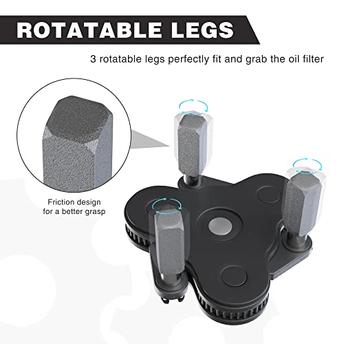 WORKPRO Universal Oil Filter Wrench Adjustable, Magnetic Oil Filter Removal Tool, Oil Filter Change Set, Ideal for Engine Filters, Conduit, & Fittings… - Image 4