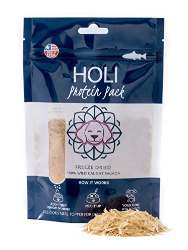 HOLI Freeze Dried Salmon Dog Food Topper - with Omega 3 & 6 - Single Ingredient, Human-Grade Wild Caught Salmon - Dog Food Flavor Enhancer for Picky Dogs – 100% All Natural - 1.5oz - Image 1