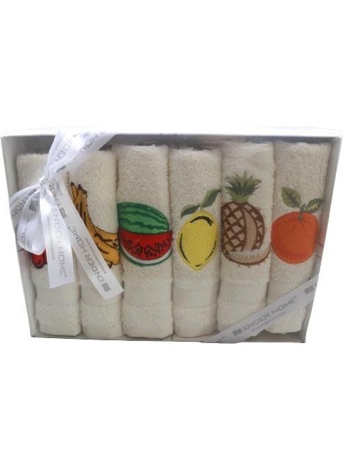 Ender Home - 30X30 Fruit Themed Embroidered 6-Piece Kitchen Towel Set - Image 1