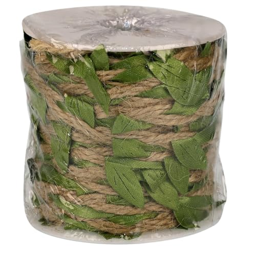 Auerllcy Natural Jute Twine Ribbon with Artificial Green Leaves – 33ft Rustic Leaf Vine Garland, Braided Burlap Twine for Crafts, Jungle Safari Party, Baby Shower, Wedding & Home Decor - Image 3