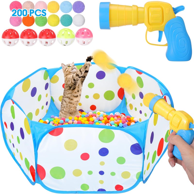 Mity rain Cat Ball Pit with Balls Included Interactive Cat Toy for Indoor Cats Blue - Image 2