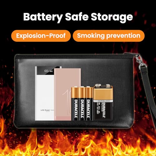 Quctak 6400°F Fireproof Money Bag 2pcs, Fireproof Document Bags, Bank Cash Bag with Zipper & Strap, Suitable for A5 Documents, Bank Inventory, Passport (Black) - Image 4