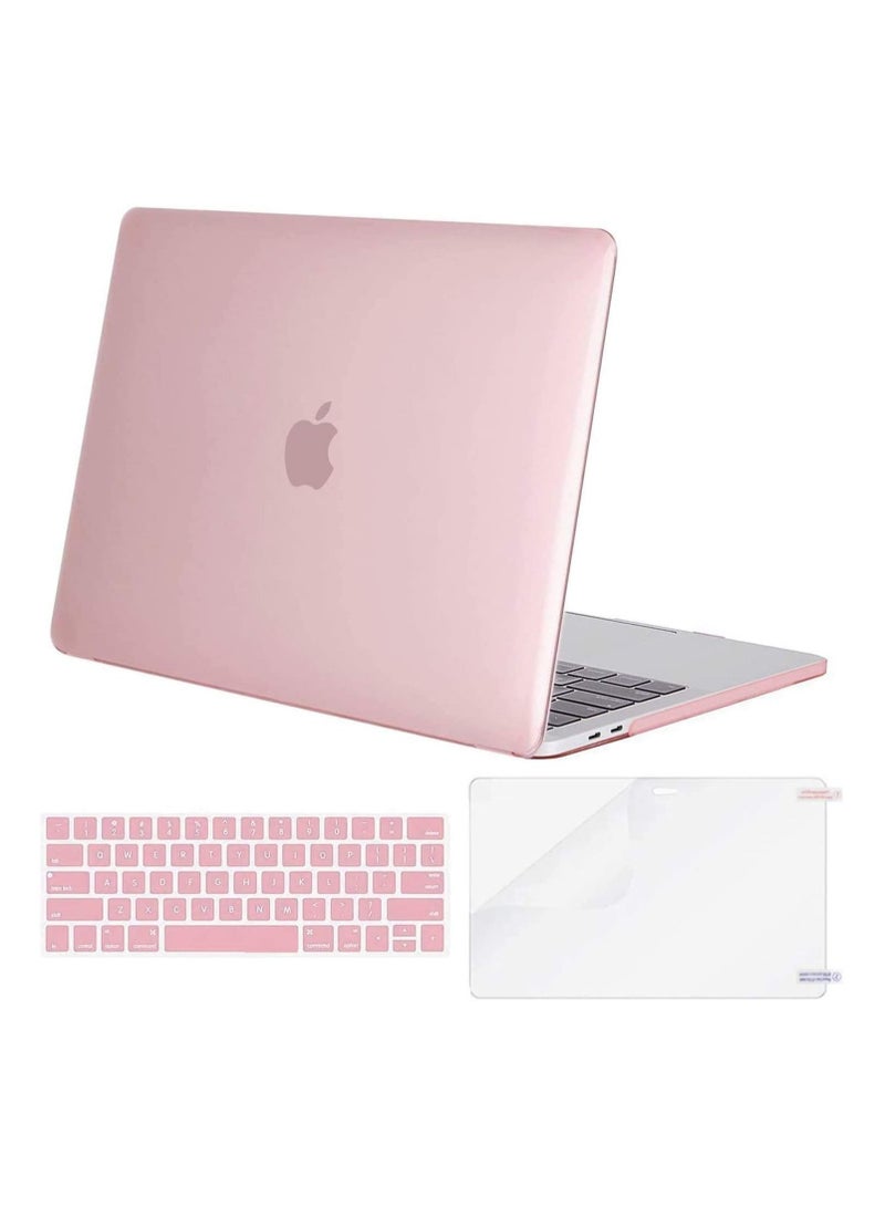MacBook Pro 13 Inch Case 2019 2018 2017 2016 Release A2159 A1989 A1706 A1708, Plastic Hard Case  Keyboard with Screen Protector Compatible MacBook Pro 13 Inch With Without Touch Bar Pink - Image 1