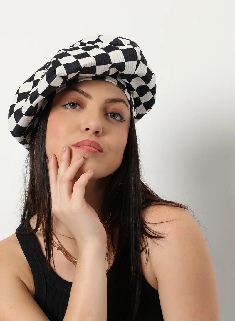 Haute Sauce Black & White Checked Hat Cap