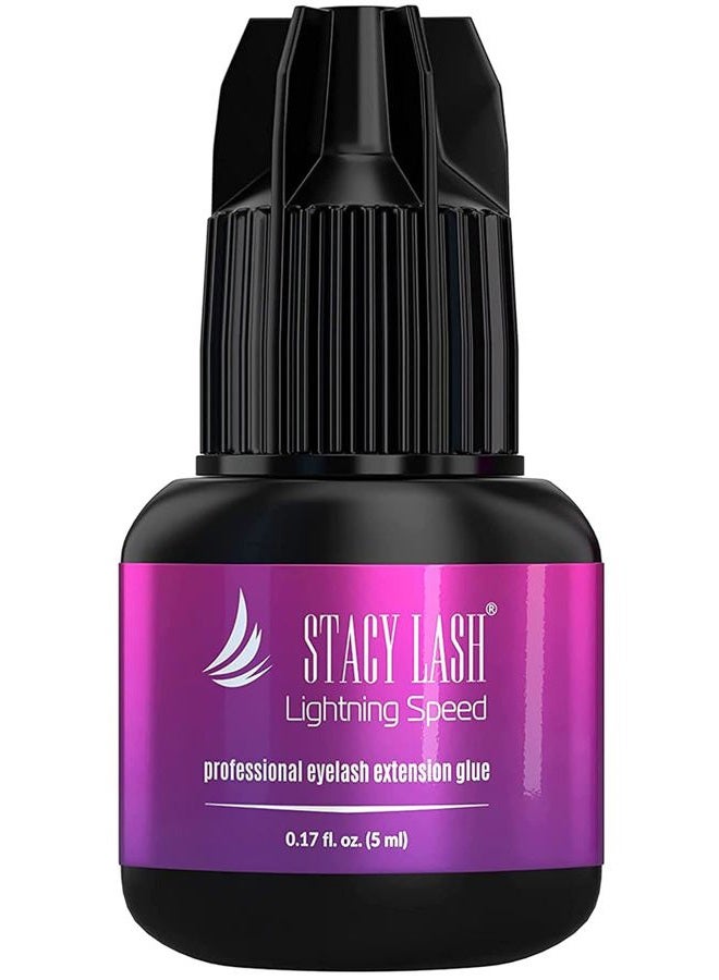Stacy Lash Lightning Speed Eyelash Extensions Glue – Stacy Lash 5ml /0.17 fl.oz / 0.3 Sec Dry/Retention – 6-8 Weeks/Black Adhesive/Professional Supplies - Image 1