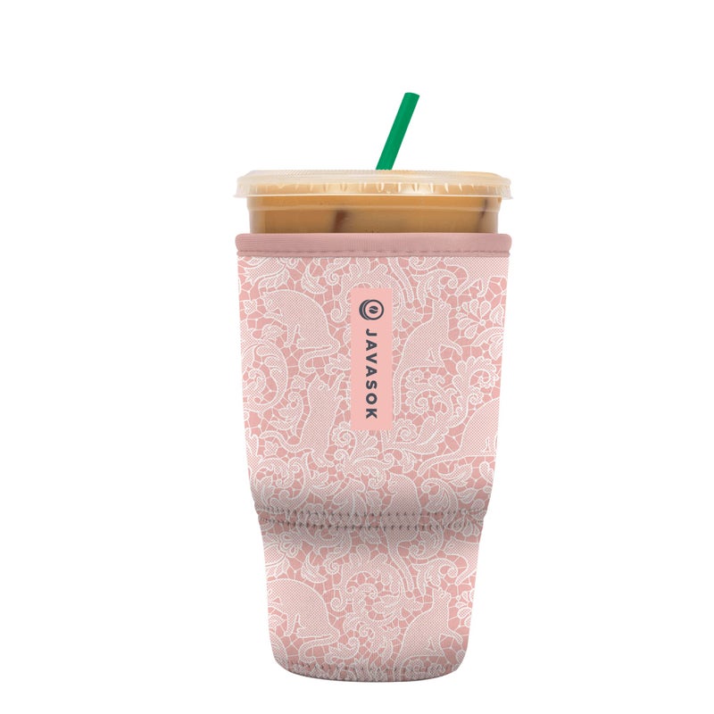 Sok It Sok It JavaSok Iced Coffee  Cold Soda Insulated Neoprene Cup Sleeve Paisley Pink Cats Large 3032oz 