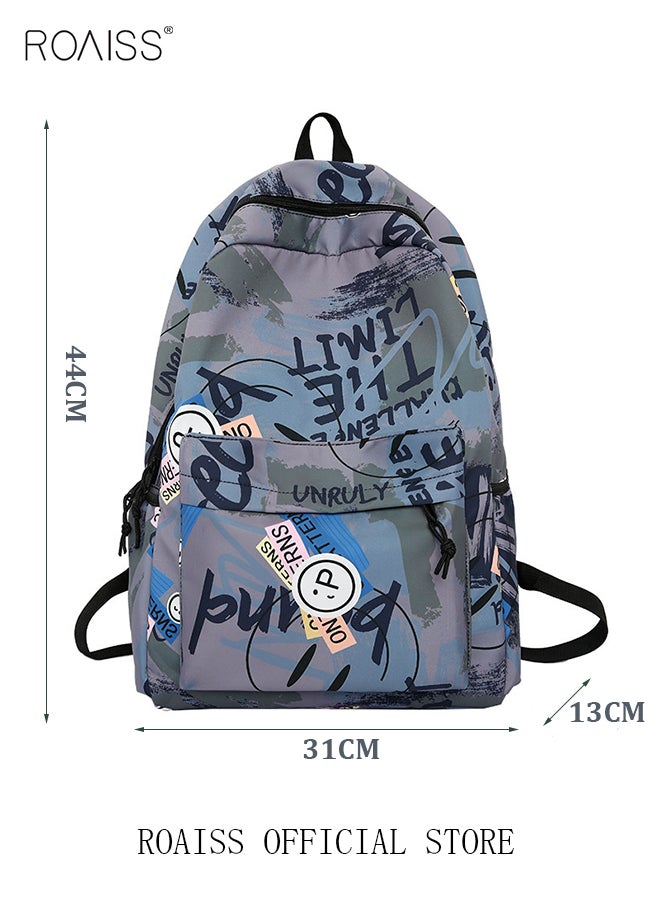 roaiss - Trendy Graffiti Style Backpack  Large Capacity Durable Smooth Zipper Comfortable Fabric Adjustable Shoulder Strap - Image 1