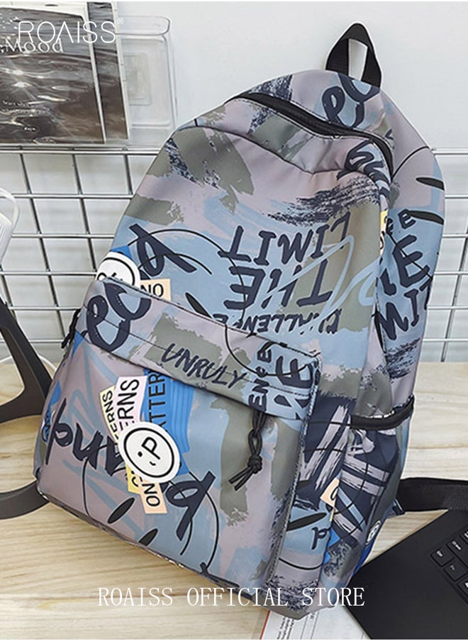 roaiss - Trendy Graffiti Style Backpack  Large Capacity Durable Smooth Zipper Comfortable Fabric Adjustable Shoulder Strap - Image 1