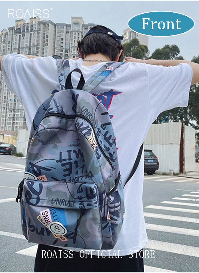 roaiss - Trendy Graffiti Style Backpack  Large Capacity Durable Smooth Zipper Comfortable Fabric Adjustable Shoulder Strap - Image 1