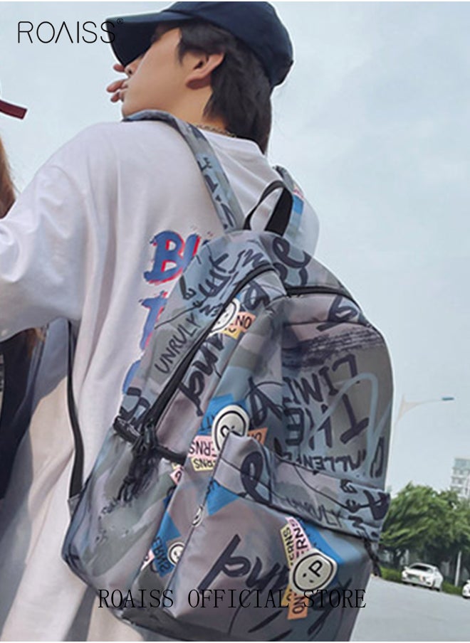 roaiss - Trendy Graffiti Style Backpack  Large Capacity Durable Smooth Zipper Comfortable Fabric Adjustable Shoulder Strap - Image 1