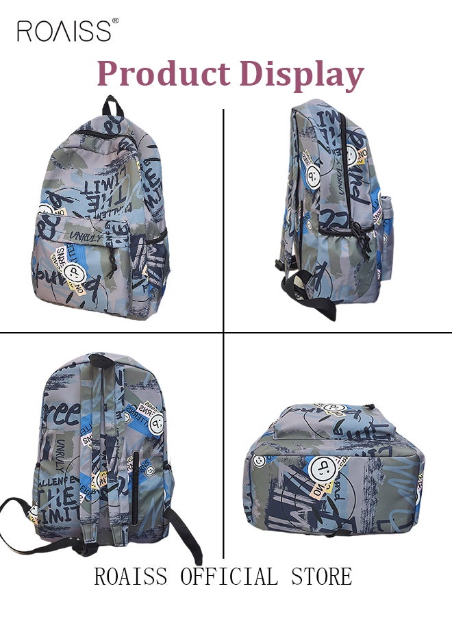 roaiss - Trendy Graffiti Style Backpack  Large Capacity Durable Smooth Zipper Comfortable Fabric Adjustable Shoulder Strap - Image 1