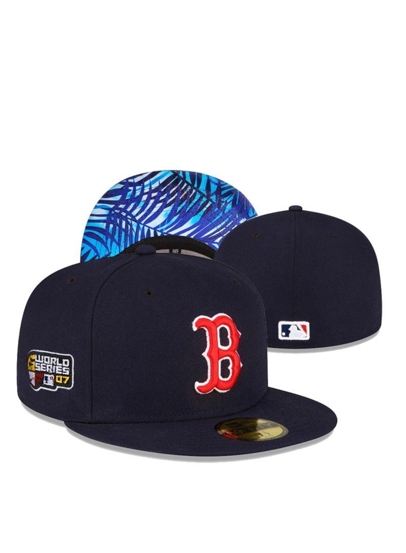 NEW ERA Red Sox Baseball Cap, Blue Palm Leaf Crown, World Series Patch - 63.5cm 