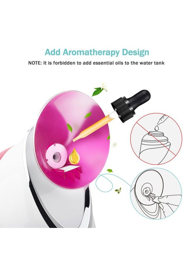 EZBASICS Facial Steamer Ionic Face Steamer for Home Facial, Warm Mist Humidifier Atomizer for Face Sauna Spa Sinuses Moisturizing, Unclogs Pores, 1 Pack + 5 Stainless Steel Skin Kit Pink - Image 2
