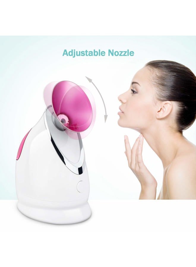 EZBASICS Facial Steamer Ionic Face Steamer for Home Facial, Warm Mist Humidifier Atomizer for Face Sauna Spa Sinuses Moisturizing, Unclogs Pores, 1 Pack + 5 Stainless Steel Skin Kit Pink - Image 4