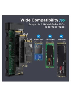 KASTWAVE KASTWAVE M.2 NVME SATA SSD Enclosure Adapter Reader, with Cooling Fan, Tool-Free USB C 3.1 Gen 2,10 Gbps NVME, 6Gbps SATA,Chips RTL9210B External Solid State Drive for PCIe 2280, 2260, 2242 M Key  - Image 5