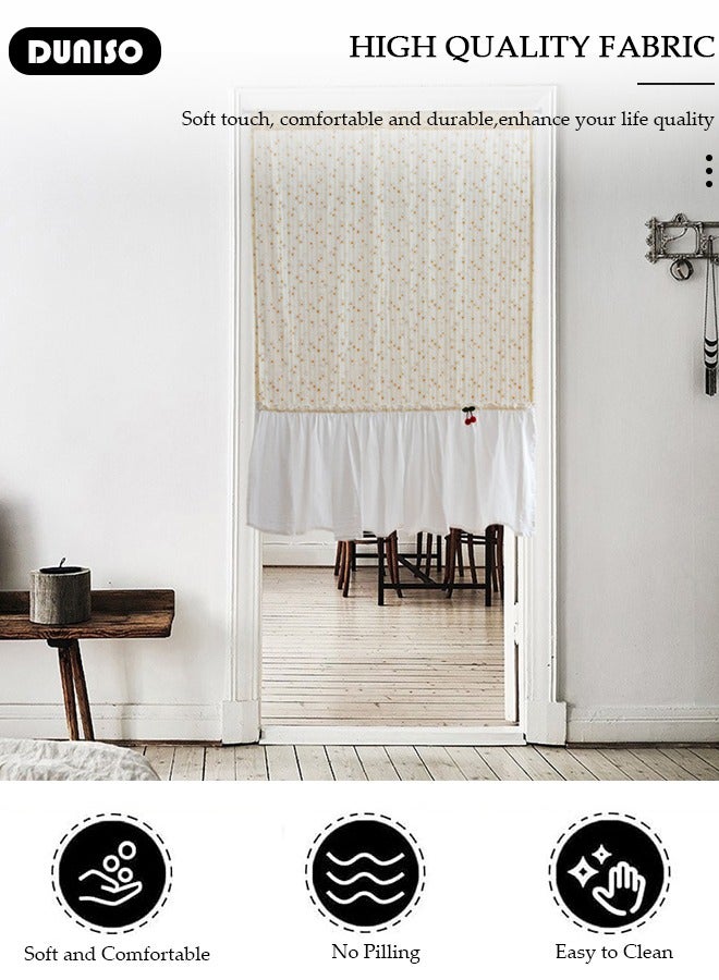 DUNISO Blackout Door Curtain,Pure Cotton Floral Print Door Curtains,Short Curtain Partition Curtain,Thermal Insulated Door Curtain Panel with Tieback for Patio Glass, Room Darkening Curtains for Living Room, Bedroom - Image 3
