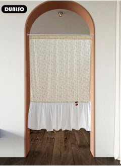 DUNISO Blackout Door Curtain,Pure Cotton Floral Print Door Curtains,Short Curtain Partition Curtain,Thermal Insulated Door Curtain Panel with Tieback for Patio Glass, Room Darkening Curtains for Living Room, Bedroom  - Image 5