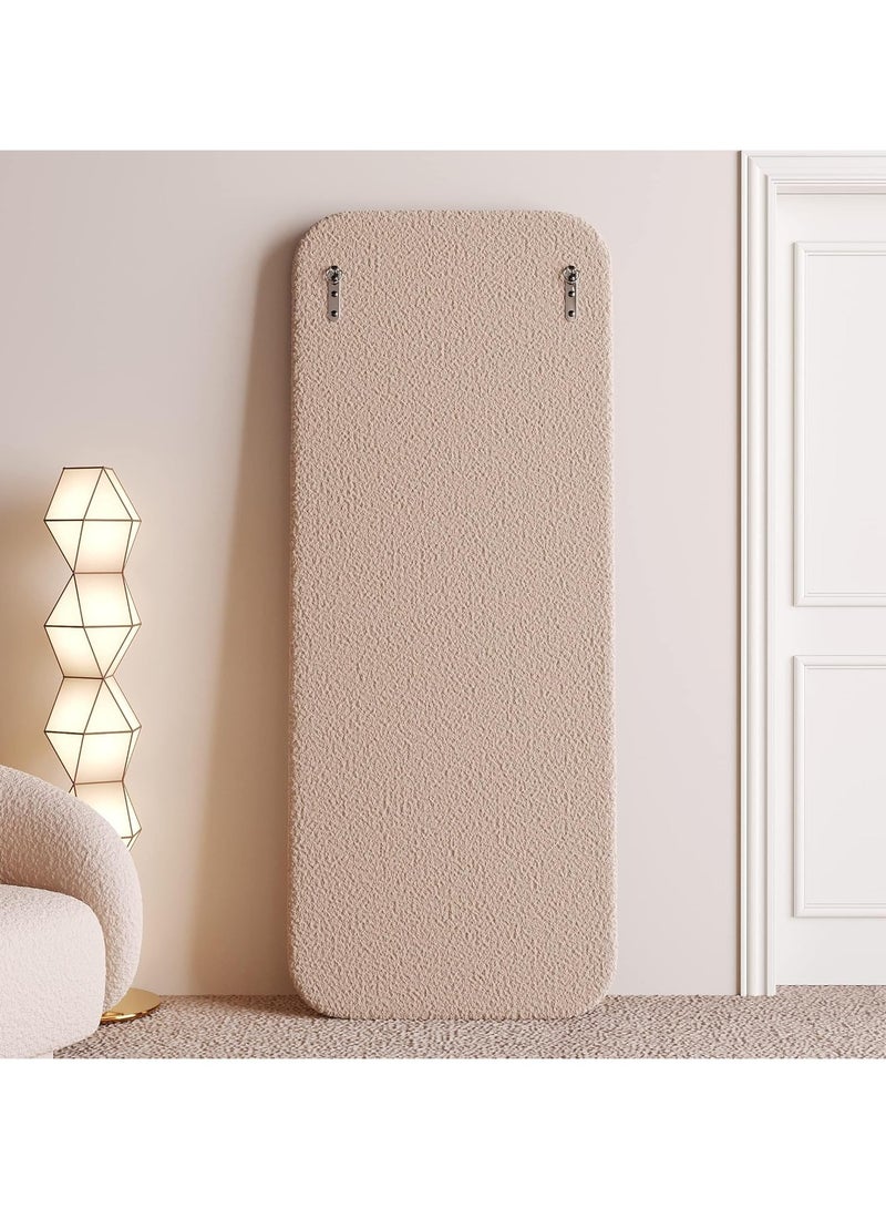 Vparty Full Length Mirror 60 x 160 cm, Wavy Arched Floor Mirror with Flannel Wrapped Wooden Frame, Wall Leaning or Standing Mirror for Bedroom, Large Decorative Floor Mirror, Stylish Full Body Mirror for Bedroom, Living Room, Entryway, Elegant Full-Length Mirror, Modern Home Décor Mirror  - Image 5